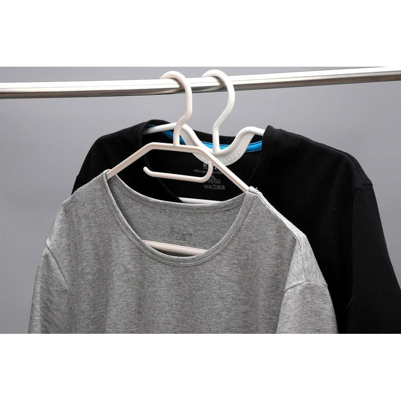 Higher Hangers Vertical-Space-Saving Clothes Hangers, 40-Packs Heavy-Duty White Tube Plastic