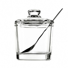 Telotela 1 Piece Classic Clear Glass Sugar Bowl with Lid Serving Spoon Salt Pot Pepper Storage Jar Seasoning Pot Dispenser Container Sugar Box Condiment Spice Racks Holder for Home Kitchen