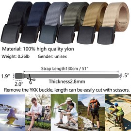 LionVII Mens Belts Web - Nylon Belt for Men with Plastic Buckle Durable Breathable for Work Outdoor, Adjustable [53" L x 1.5" W](Black)