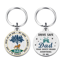 iyaone Dad Gifts from Daughter Son, Drive Safe Dad Keychain Keyring, Ideal for Dad Father’s Day and Birthdays Xmas