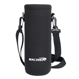 RICHEN Neoprene Water Bottle Carrier Bag with Adjustable Shoulder Strap,Insulated Water Bottle Cover for 500ml/16oz Stainless Steel/Glass/Plastic Bottles (Black,500ML)