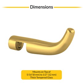 BRIXWELL Designer Series Sleeve Over Robe Hook, Satin Brass Finish, Durable Brass for 5/16" to 1/2" Glass Modern Bathroom Accessory
