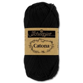 Frida's Wollhaus Scheepjes 50 g Catona 100% Cotton Knitting Crochet Amigurumi 109 Colours (110 | Jet Black)