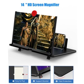 14" Screen Magnifier for Cell Phone - Mobile Phone 3D HD Magnifying Projector Screen Enlarger for Movies, Videos and Gaming – Foldable Phone Stand with Screen Amplifier–Compatible with All Phones