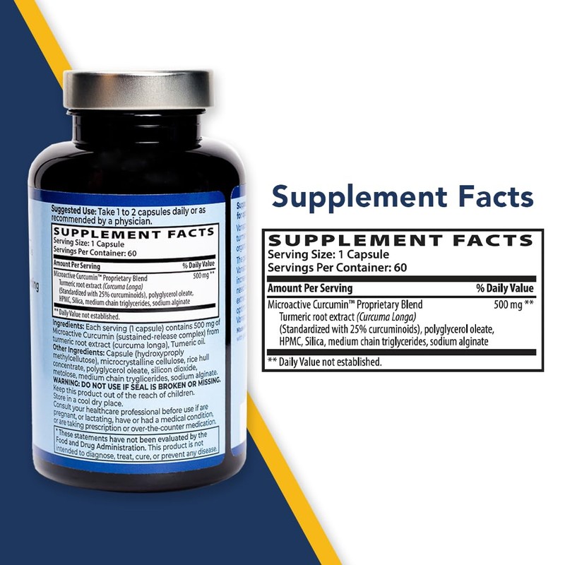 Vonacor, Highly Absorbable MicroActive Curcumin with Turmeric Oil Extract 500mg