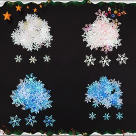 HERKINDNESS Pack of 1000 Snowflakes Decoration, Blue, White Paper Snowflake Decorations, Christmas Confetti, Snow Decoration, Suitable for Birthdays, Weddings, Parties