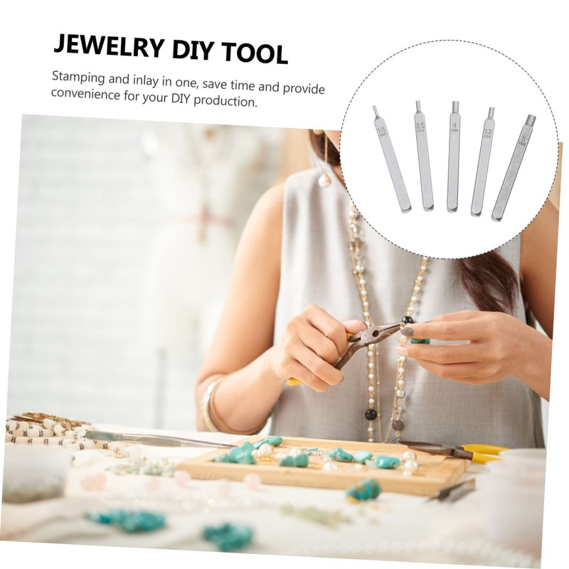 Tofficu 5pcs Jewelry Punch Stamp Tools for Crafting and Wear-Resistant