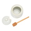 Creative Co-Op Farmhouse Embossed Stoneware Honey Pot with Wood Honey
