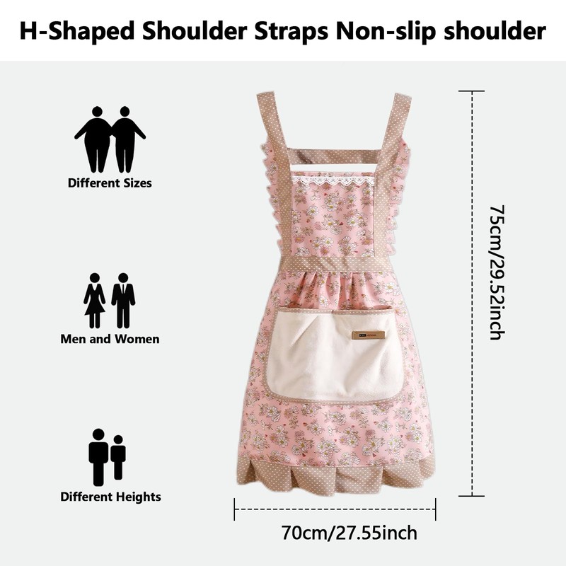 3 Pieces Aprons for Women with Pockets, Floral Kitchen Cooking