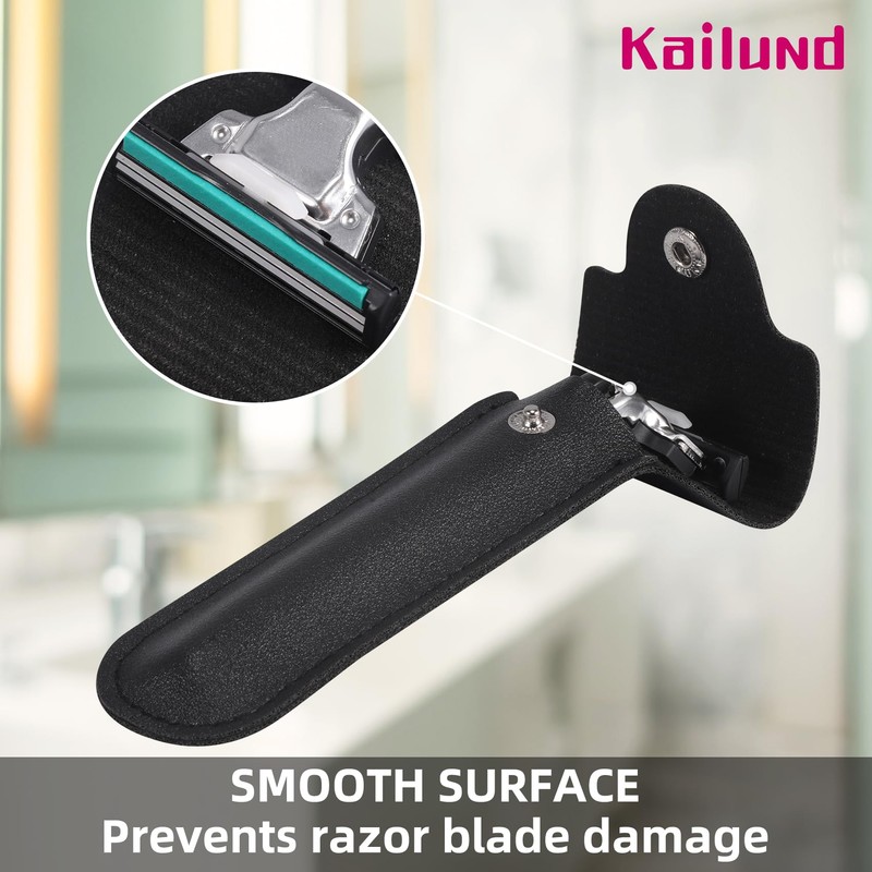 Kailund Razor Travel Case, PU Leather Safety Razor Case for