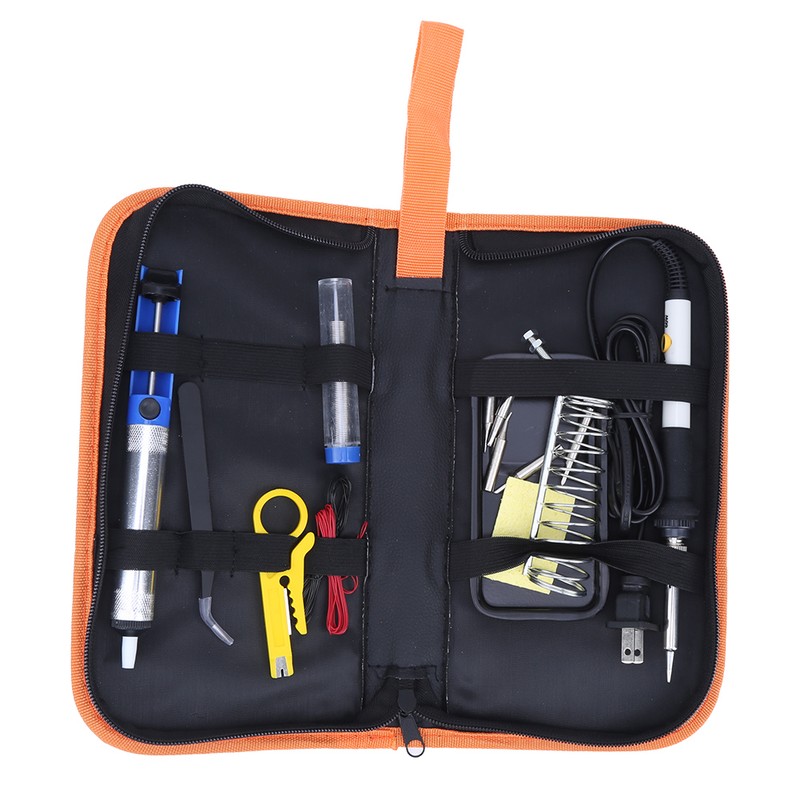 15Pcs Electric Soldering Iron Set Adjustable Temperature 60W White Welding
