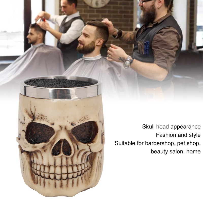 Barber Scissors Holder Skull Shape Stainless Steel Resin Removable Stylish