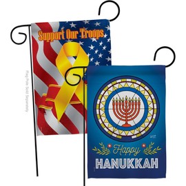 Hanukkah Backyard Decor Chanukah Gifts Support Our Troops Banner Pack Wall Art Flag Room Decorations Indoor Outdoor Tapestry Yard Signs Stars David Hebrews Isreal Religion Jewish festival Made In USA