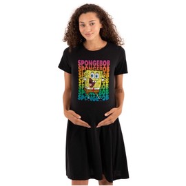 Womens Maternity Spongebob Squarepants Cartoon Rainbow Pregnancy Dress