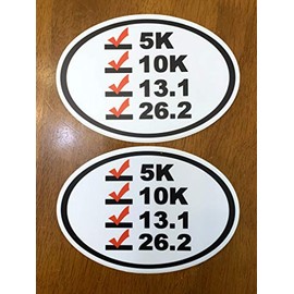 Minglewood Trading Set of 2 Run List 5.5" x 4" Die Cut Vinyl Decals Stickers - 5K 10K 13.1 Half 26.2 Marathon Running Completed - 2-Pack