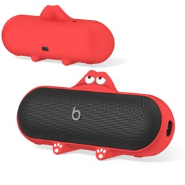 Silicone Kawaii Cute Case for Beats Pill Wireless Bluetooth Speaker, Anti-Scratch Protective Sleeve Compatible With Beats Speaker (Red)
