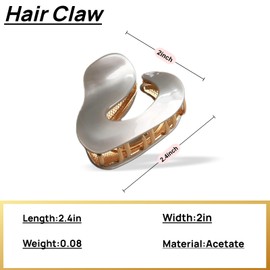 Mini Metal Hair Clip,Acetic Acid Hair Clip,Strong Non-Slip Claws,Suitable for Women With Thick Hair,Fashion Hair Clips,Decorative Claw Clips Design(grey)