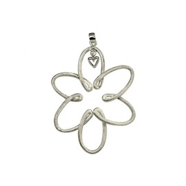 SILBERMOOS Women's Pendant Flower Blossom Large Brushed 925 Sterling Silver, Sterling Silver, Not applicable