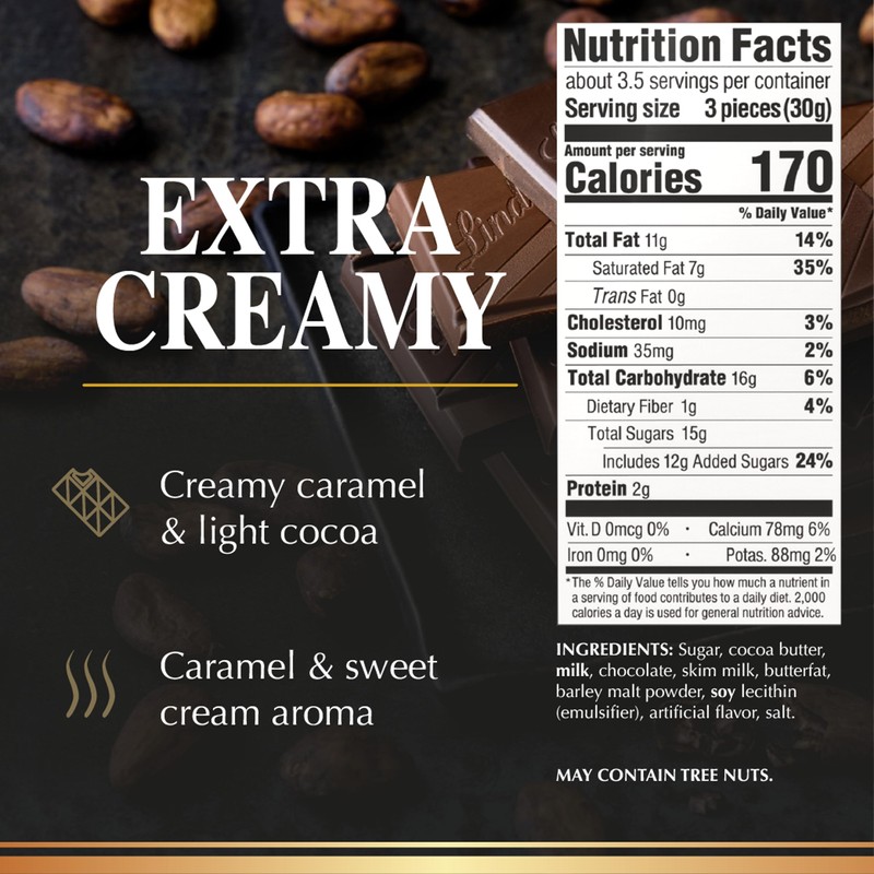 Lindt EXCELLENCE Extra Creamy Milk Chocolate Candy Bar, Milk Chocolate,