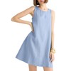 YEXPINE Women Linen Sleeveless Dresses Casual Button Back Tunic Shift