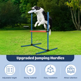 Dog Agility Course Backyard Set, 4 Piece Dog Agility Equipment with Adjustable Height Jump Bars, Jumping Hurdles, Carry Bag - Create Outdoor Indoor Obstacle Course for Dog Agility Training & Exercise