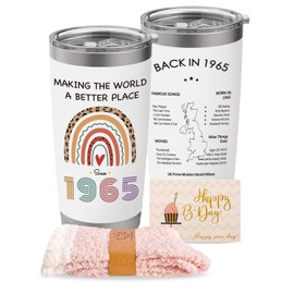 NOOMII Funny 60th Birthday Gifts for Women | Perfect 60th Birthday Gifts for Her | 20 oz Stainless Steel Tumbler Cup, Socks with Card