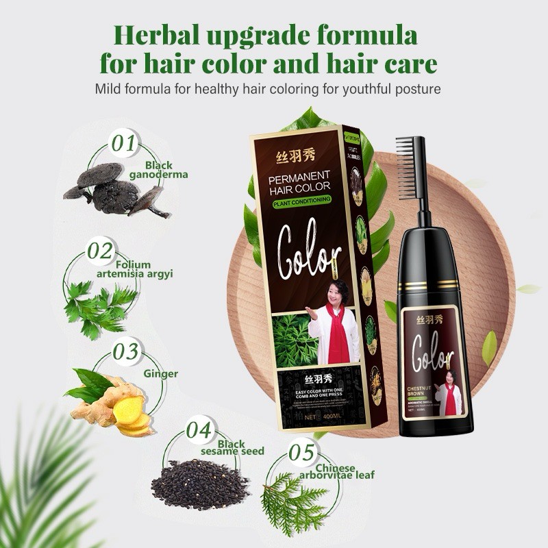 ‼️400ml‼️3 IN 1 Hair Coloring Comb Hair Dye Coloring Shampoo