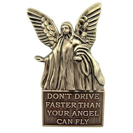 Pewter Don't Drive Faster Than Your Angel Can Fly Visor Clip, 1 1/2 Inch