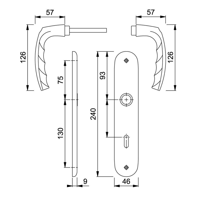Hoppe Atlanta (Langschild) Doorknob, Aluminium Nature for Indoor, Doorknob-Trimming, Profile