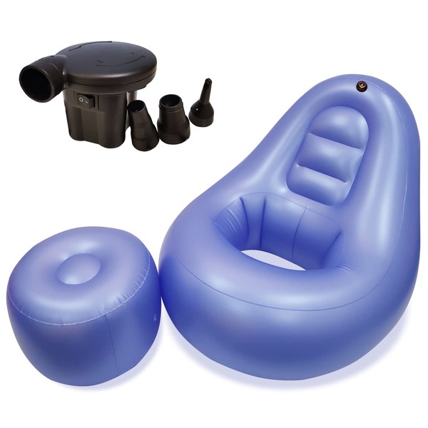 IP1CK4U Pearl Blue BBL Inflatable Chair with Air Pump for After Butt Surgery Recovery,Sitting,Sleeping,Pregnancy and Relaxation Without Compromising Results(with Ottoman)