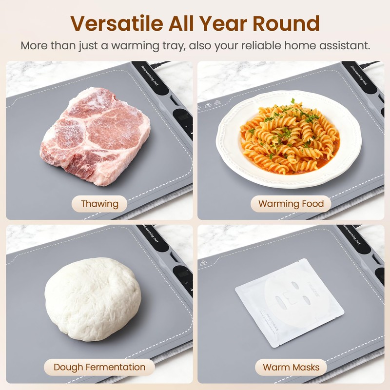 Large Food Warming Tray with Adjustable Timer & Temperature Control