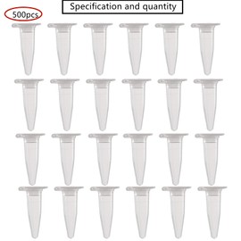HUAZIZ Pack of 500 Micro Centrifuge Tubes, Reaction Vessels, Fabric Capsules, 0.2 ml, Transparent, Plastic Centrifuge Test Tubes, Reaction Vial Sample Storage Vial with Snap Cap, Conical Base