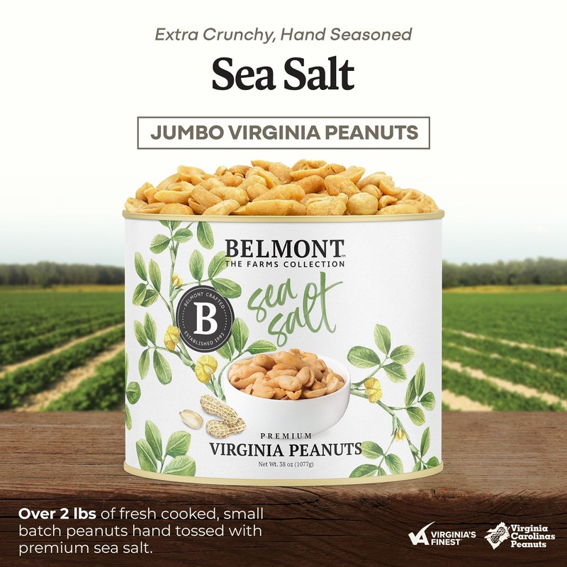Belmont Peanuts Gourmet Sea-Salted Virginia Peanuts, 25 oz (1 Pack)