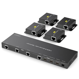 PVBCTCSID HDMI Extender 1×6 Over CAT5e/6/7 Ethernet 1080P Up to 165ft with Loop Support POC EDID Copy Settings HDCP（4 Receivers+2 Loop Out ）