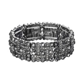 EVER FAITH Crystal Wedding Vintage Inspired Knot Ethnic Stretch Bracelet for Women Girls, Crystal