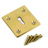 Square Keyhole Cover Escutcheon 50mm x 50mm + Screws (Polished Brass)