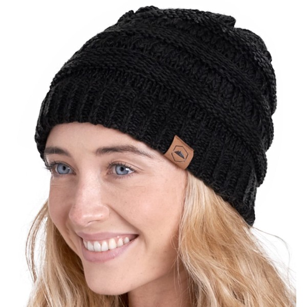 Womens Beanie Winter Hat - Warm & Chunky Cable Knit Hats - Soft Stretch, Thick & Cute Knitted Stocking Caps for Cold Weather - Stylish & Trendy Snow & Ski Beanies for Ladies