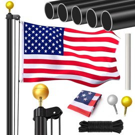 Flag Poles for Outside House Inground, 25ft Heavy Duty 13 Gauge Aluminum Flagpole Kit with 3x5 American Flag, Extra Thick Outdoor In Ground Flag Pole for Outside, Yard, Commercial or Residential