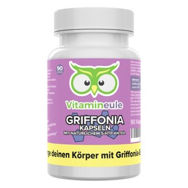 Vitamineule 5-HTP Kapseln - hochdosiert 100 mg Griffonia-Extrakt - bioaktiv & vegan - Produktion in Deutschland - laborgeprft & ohne Zusatzstoffe - 5-Hydroxytryptophan - Serotonin-Baustein - Vitamineule?