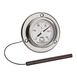 TFA Dostmann Analogue Stainless Steel Pizza Thermometer 14.1036 for Pizza Oven, Stone Oven, Wood Oven or Grill/Smoker, up to 500 °C, with Cable Sensor, Replacement Part or Accessories, Silver