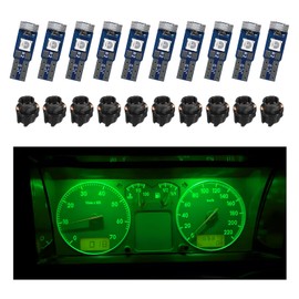 Sylvil 10PCS T5 LED Lights for Car Dashboard, Super Bright 3030-3SMD Auto Bulb with Twist Lock Socket, Interior Instrument Panel Gauge Indicator Replacement, Car Accessories (Green)
