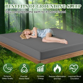 WingFly Grounding Fitted Sheets 150 x 200 cm Grounding Bed Sheet Grounding Mat with EU Grounding Cable Fitted Sheet Cotton Made of 90% Organic Cotton with 10% Silver Chamfer Ground Sheet for Better