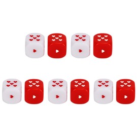 Shipenophy Heart Cube Safe Plastic Heart Dice 5 Pairs Heart Dice Set Fashion Heart Cube Red White for Home or Travel