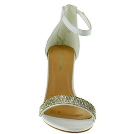Over the Toe Strap Ankle Wrap Strap Heel Open Toe Medium Heel, Belle 23 White 11