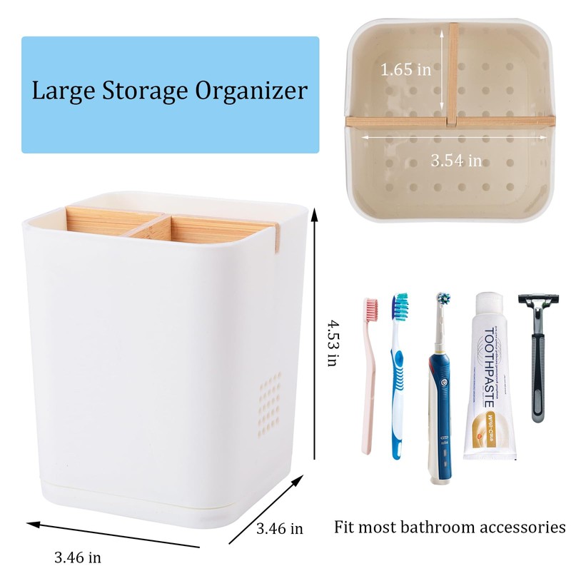 Electric Toothbrush Holder 3 Slots Tooth Brushing Holder with Bamboo