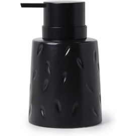 Umlaca Soap Dispenser, Ceramic Liquid Lotion Dispenser 13.5OZ, Bathroom Hand Soap Dispenser, Countertop Refillable Lotion Bottle for Shower Soaps Shampoo Kitchen (Black)