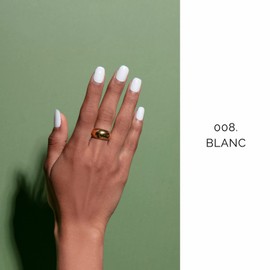 NAILOG Semi Cured Gel Nail Strips (20 Extra Long Polish Stickers/Wraps) │ Glossy & Long Lasting Soft Gel Finishing (Blanc)