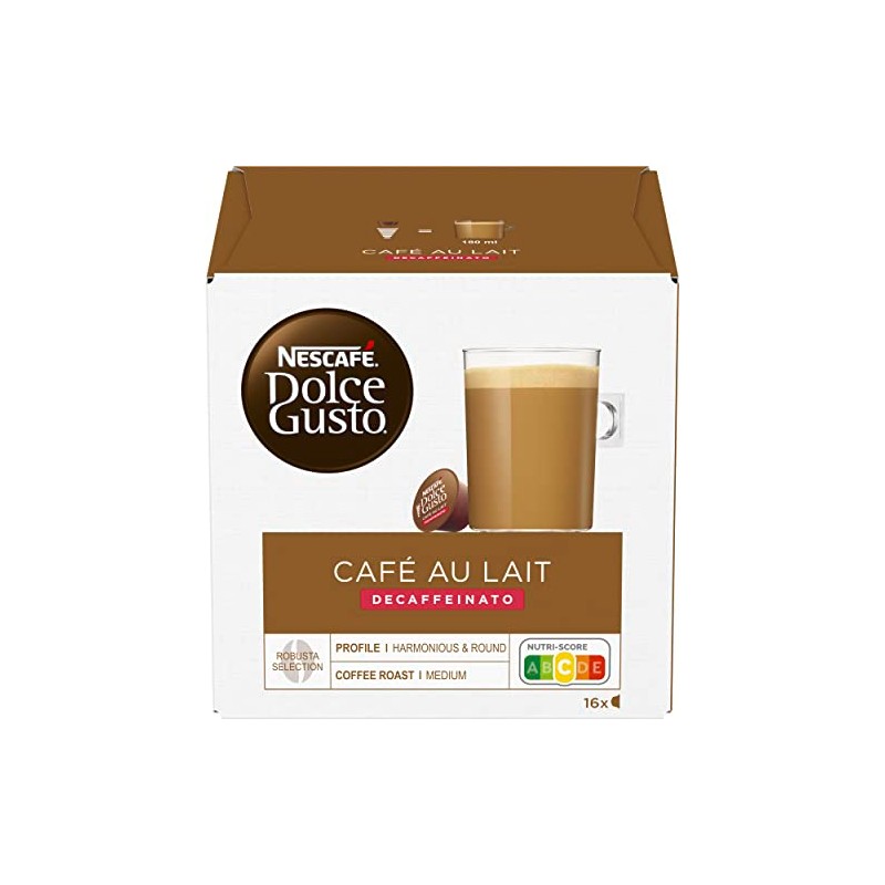 NESCAFÉ Dolce Gusto Cafe au Lait Decaffeinato, Decaffeinated Coffee, 16