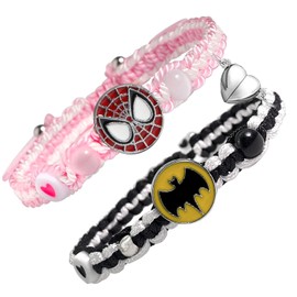 NTIERA Matching Bracelets for Couples Birthday Gift For Best Friend Heart Charm Couples Bracelets Gifts for for Bf Gf(Spider and Bat)