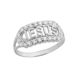 Claddagh Gold Religious Jewelry Unique Sterling Silver CZ Jesus Christ Christian Faith Ring (Size 5.5)